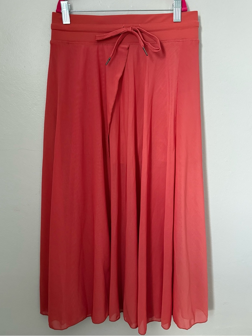 Halara NWT High Waist Built-in Shorts Mesh Midi Flare Skirt Small Orange Apricot